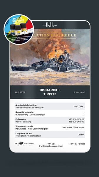 1/400 Bismarck ve Tırpitz ( ikili boya ve yapıştırıcılı  set )