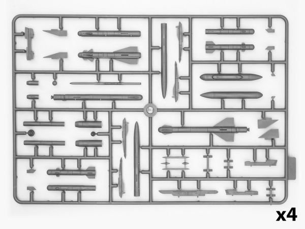 1/72 Soviet Air-to-Surface Aircraft Armament X-29T, X-31P, X-59M missiles, KAB-500Kr guided bombs, B-13L and B-8M1 rocket containers, APK-9-container, AKU-58-1 launchers