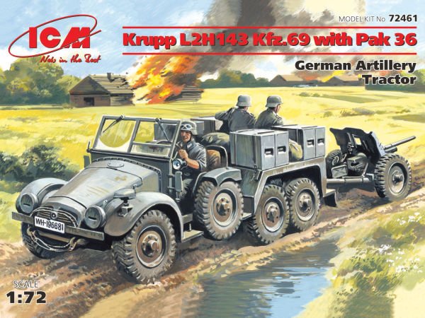 1/72  Krupp L2H143 Kfz.69 with Pak 36 German Artillery Tractor