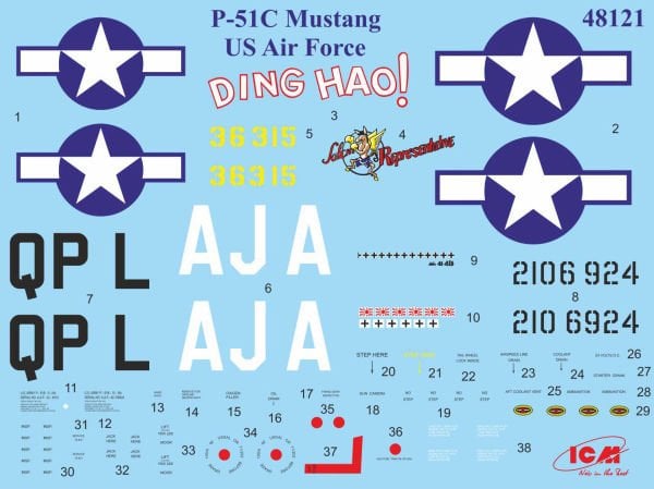 1/48 Mustang P-51C WWII American Fighter