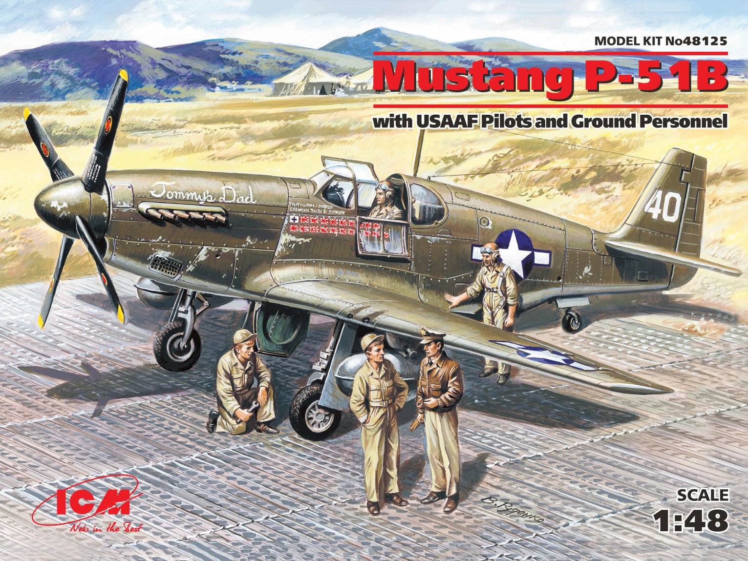1/48 Mustang P-51B with USAAF Pilots and Ground Personnel