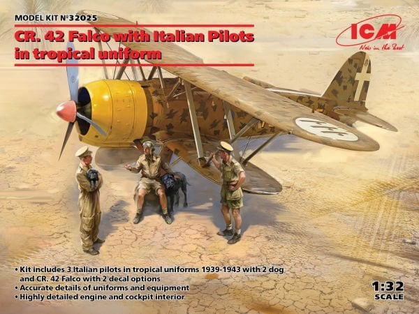1/32  CR. 42 Falco with Italian Pilots in tropical uniform