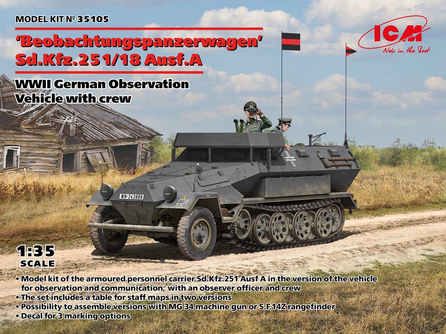 1/35 ‘Beobachtungspanzerwagen’ Sd.Kfz.251/18 Ausf.A WWII German Observation Vehicle with crew