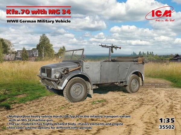 1/35  Kfz.70 with MG 34 WWII German military vehicle