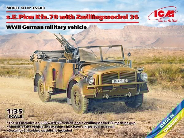 1/35 s.E.Pkw Kfz.70 with Zwillingssockel 36 WWII German military vehicle