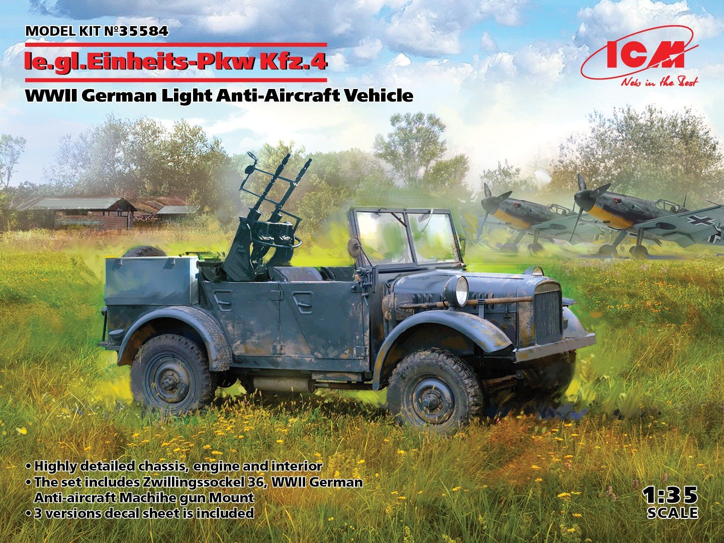 1/35 le.gl.Einheits-Pkw Kfz.4 WWII German Light Anti-Aircraft Vehicle