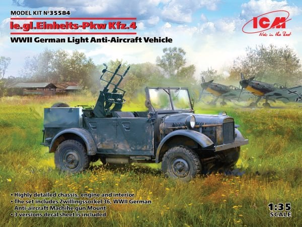 1/35 le.gl.Einheits-Pkw Kfz.4 WWII German Light Anti-Aircraft Vehicle