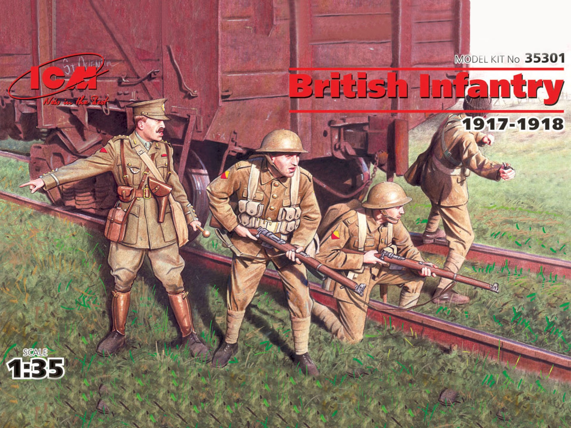 1/35 British Infantry (1917-1918) 4 figures – 1 officer, 3 soldiers