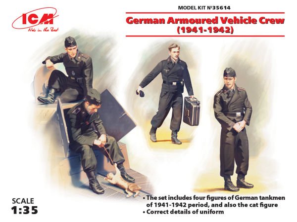 1/35 German Armoured Vehicle Crew (1941-1942) 4 figures and cat
