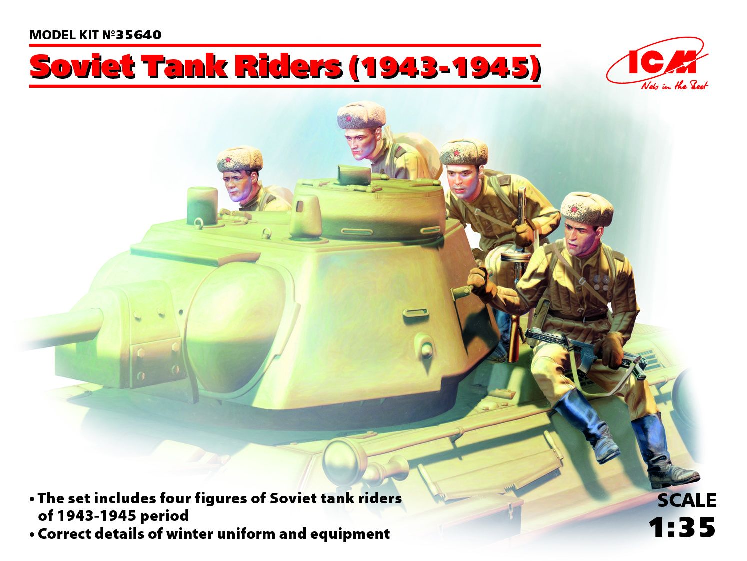 1/35 soviet tank rıders (1943-1945) (4 fıgures)