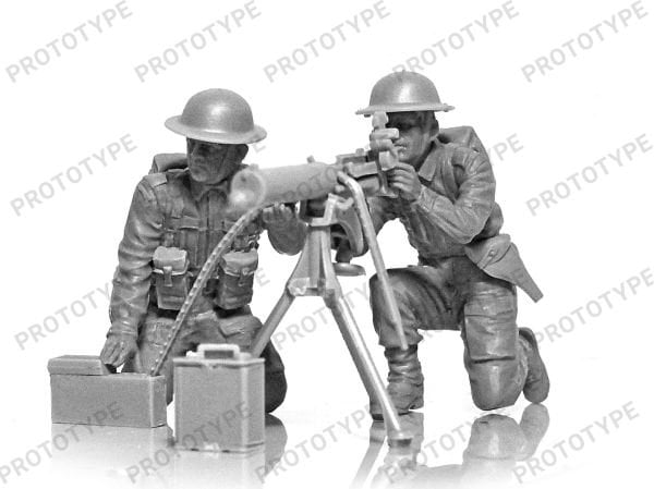 1/35 WWII British Vickers MG Crew Vickers MG & 2 figures