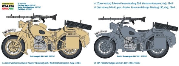 1/9   German Military Motorcycle with side car