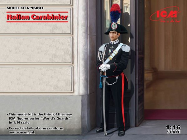 1/16 Italian Carabinier The set includes 35 parts for assembly of one figure