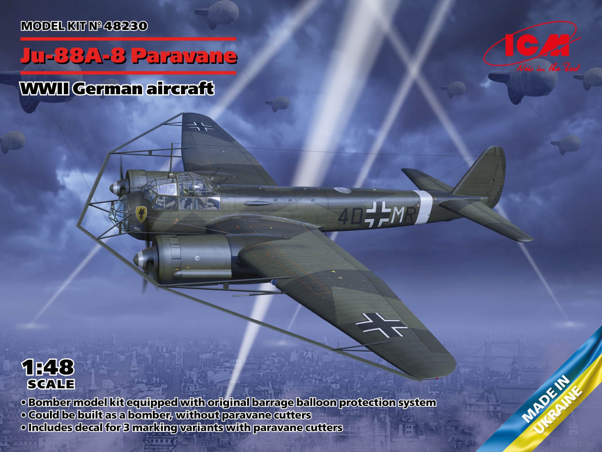 1/48 Ju-88A-8 Paravane WWII German aircraft