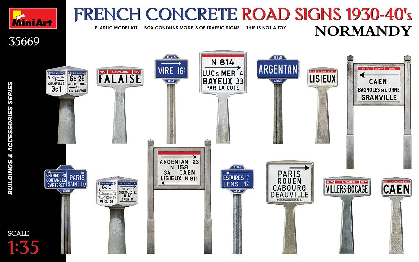 1/35 FRENCH CONCRETE ROAD SIGNS 1930-1940 NORMANDY