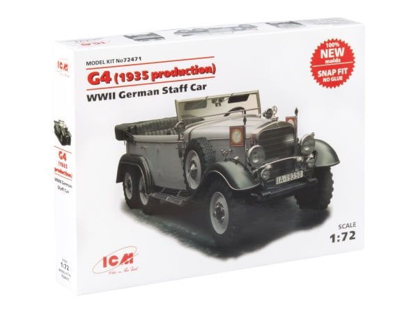 1/72 G4 (1935 production) WWII German Staff Car, snap fit/no glue