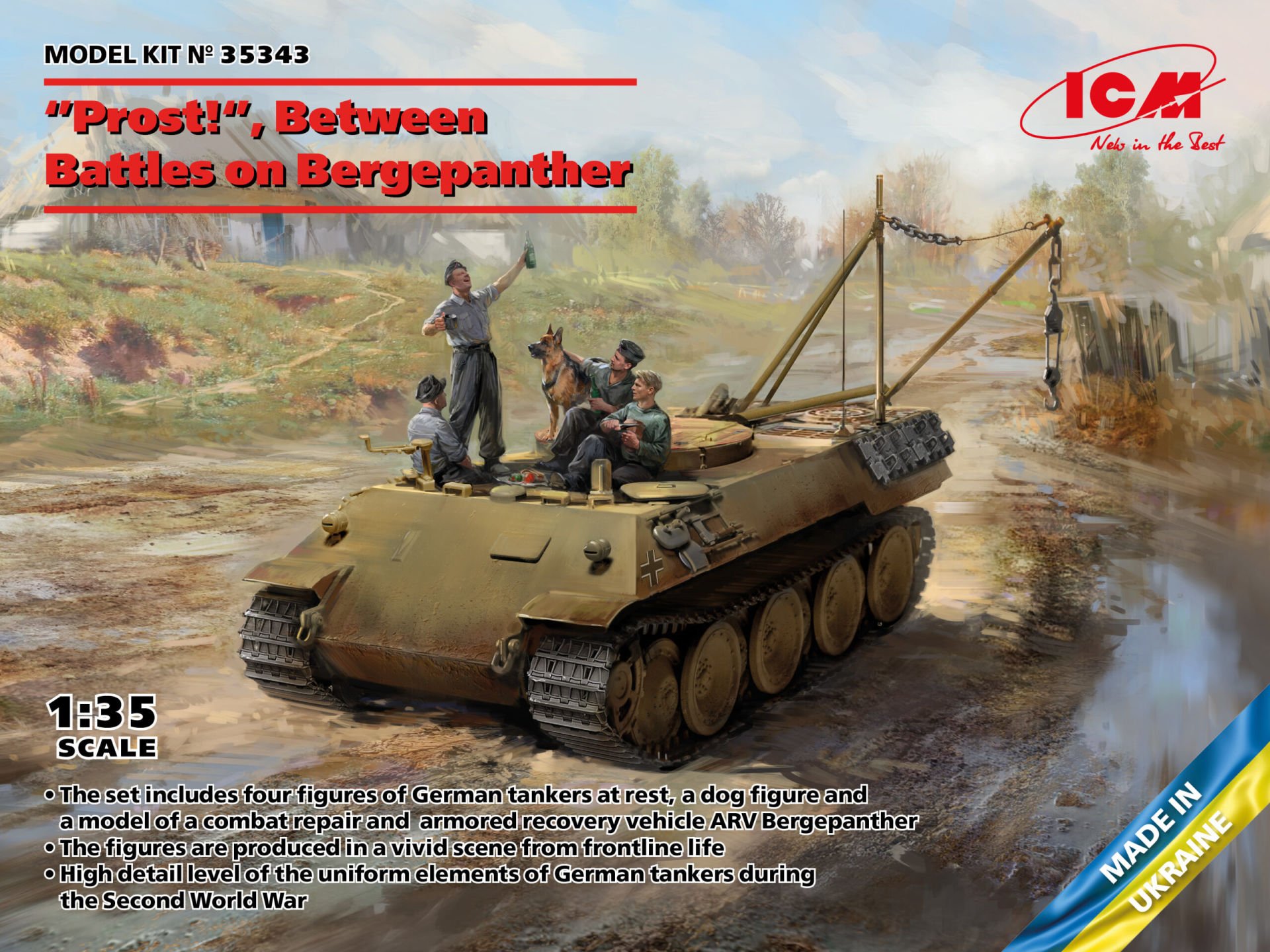 1/35 “Prost!”, Between Battles on Bergepanther WWII German Tankmen with Bergepanther