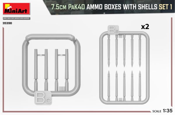 1/35 7.5CM PAK 40 AMMO BOXES WITH SHELLS SET 1