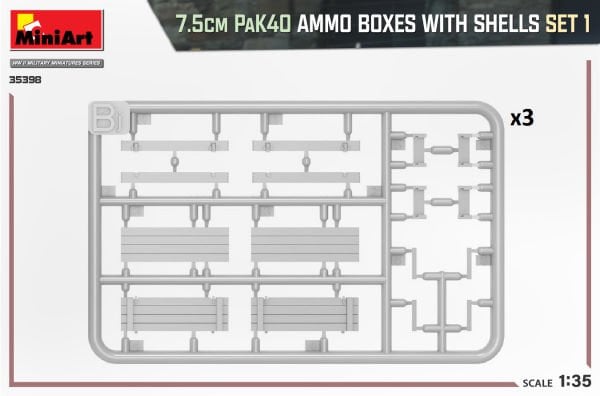 1/35 7.5CM PAK 40 AMMO BOXES WITH SHELLS SET 1