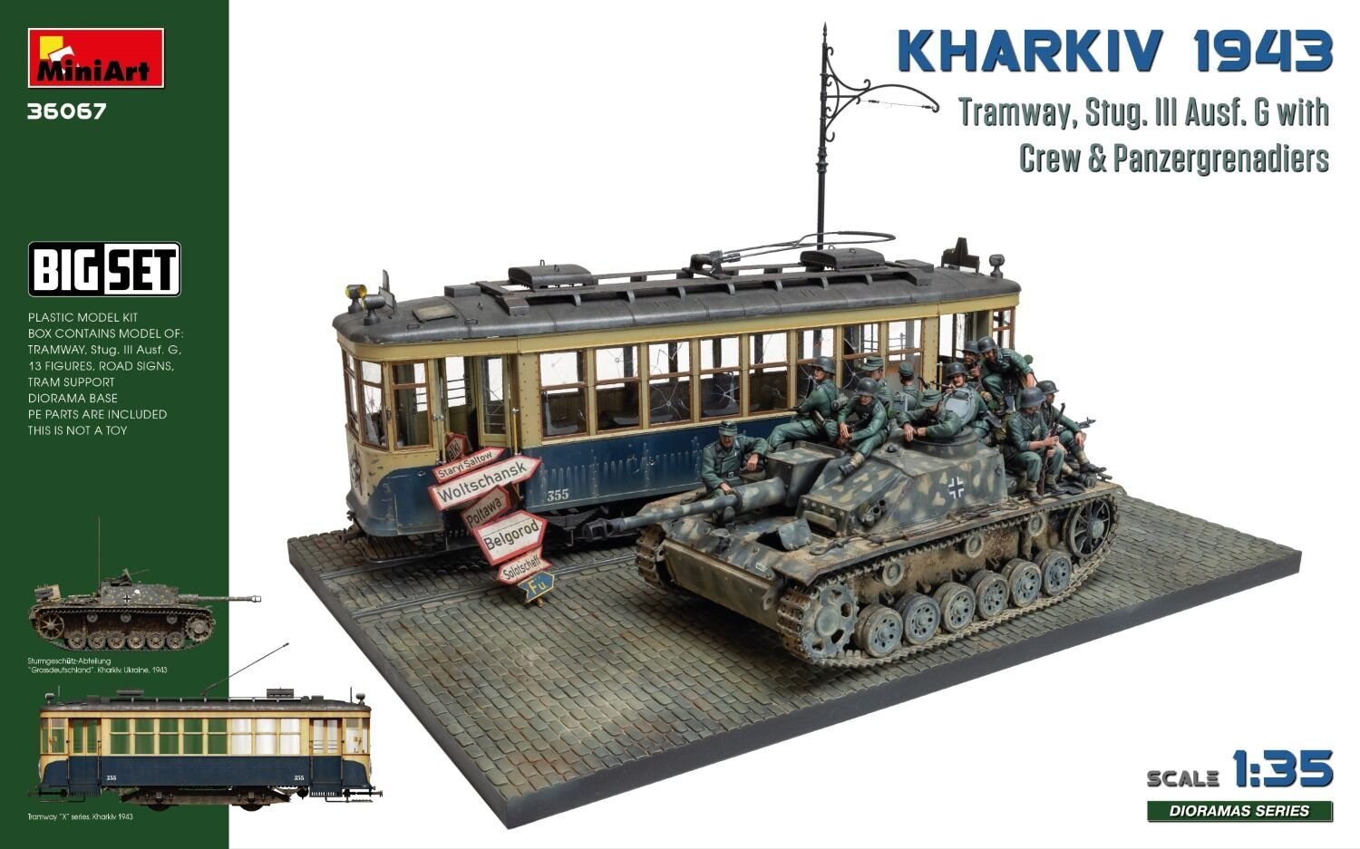 1/35 Kharkiv 1943: Tram & Stug. III Ausf. G w/Crew. BIG SET