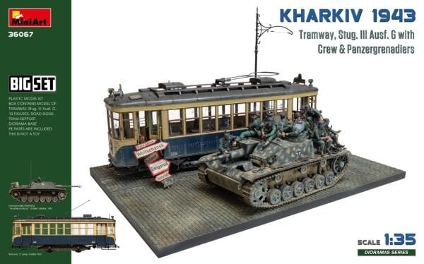 1/35 Kharkiv 1943: Tram & Stug. III Ausf. G w/Crew. BIG SET