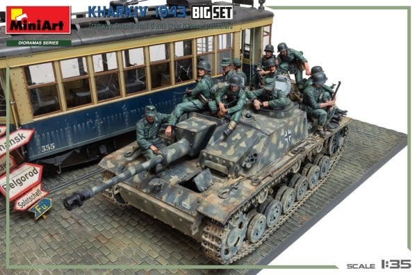 1/35 Kharkiv 1943: Tram & Stug. III Ausf. G w/Crew. BIG SET