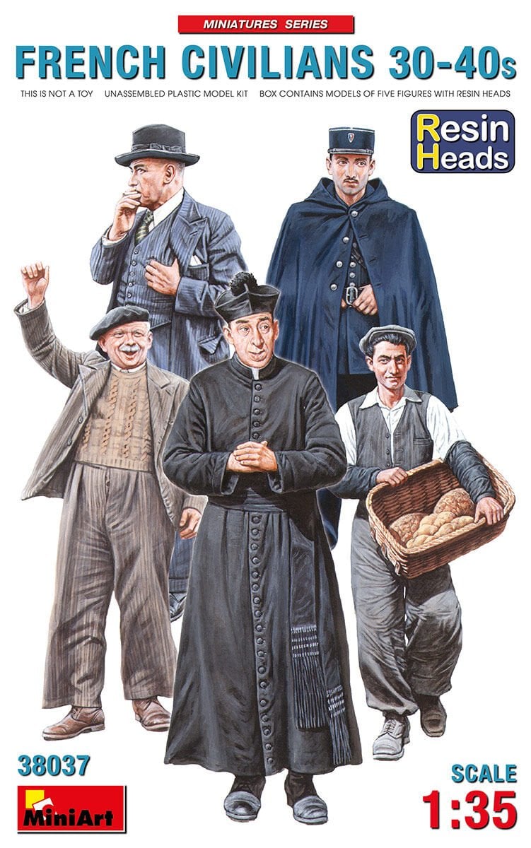 1/35 FRENCH CIVILIANS ’30-’40s. RESIN HEADS