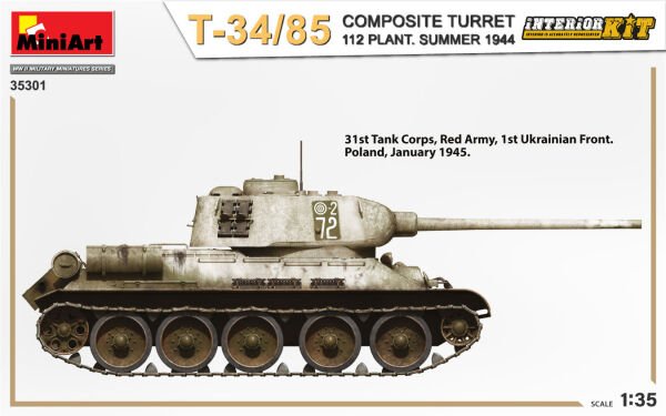 1/35 T-34/85 COMPOSITE TURRET. 112 PLANT. SUMMER 1944 INTERIOR KIT