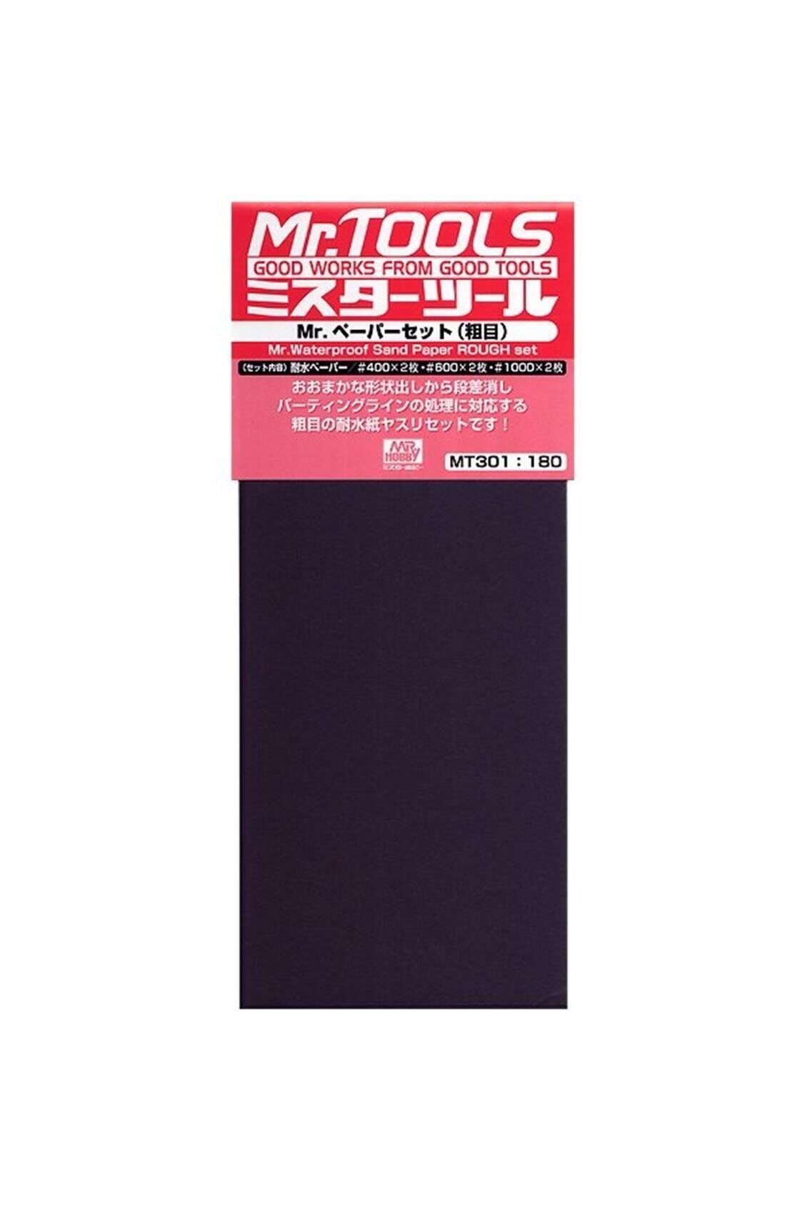 Mr.Hobby MT-301 Su Geçirmez, Kum Zımparası Seti, Kalın, (No.400x2, No.600x2, No.1000x2)