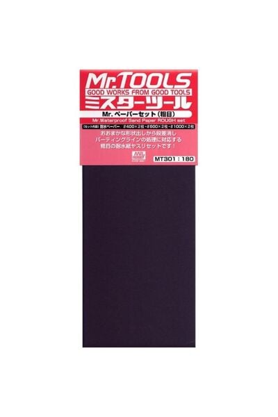Mr.Hobby MT-301 Su Geçirmez, Kum Zımparası Seti, Kalın, (No.400x2, No.600x2, No.1000x2)